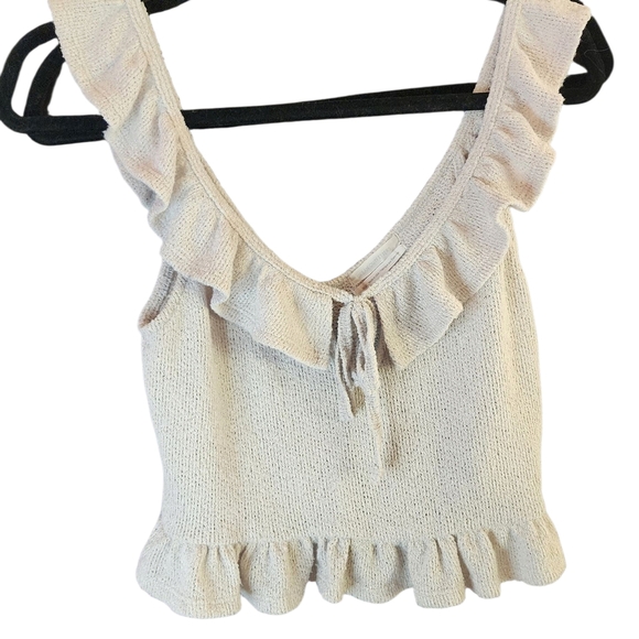 Urban Outfitters Cream Ruffle Knit Tank - Picture 1 of 4